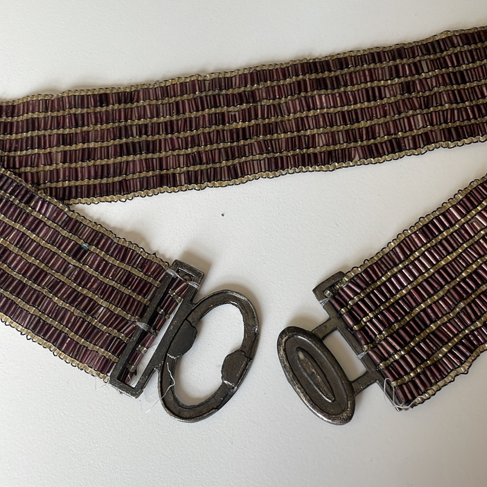 Vintage Beaded Pink Purple Belt‎ Size Small